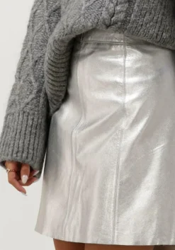 zilveren selected femme minirok slfnew ibi skirt metallic