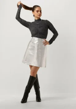 zilveren selected femme minirok slfnew ibi skirt metallic