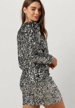 zilveren selected femme mini jurk slfcolyn ls short sequins dress
