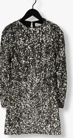 zilveren selected femme mini jurk slfcolyn ls short sequins dress