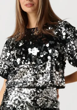zilveren selected femme top slftana 3/4 sequins top