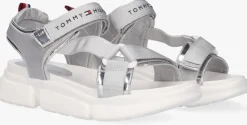 zilveren tommy hilfiger platte sandalen 31048