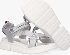zilveren tommy hilfiger platte sandalen 31048