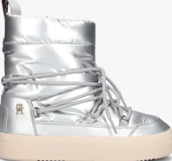 zilveren tommy hilfiger snowboots lace-up snowboot