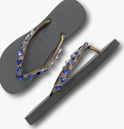 zilveren uzurii teenslippers heart blue