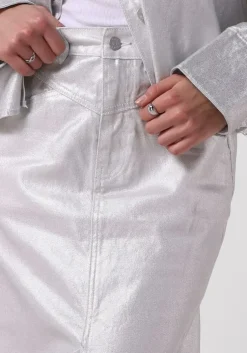 zilveren y.a.s. maxirok yassilva denim hw midi skirt