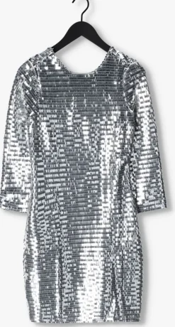 zilveren y.a.s. mini jurk yasroaring 7/8 mini sequin dress