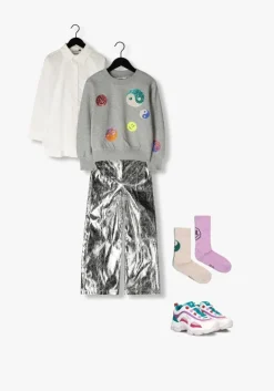 zilveren your wishes wide jeans space wide leg pants