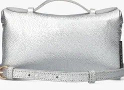 zilverkleurig fred de la bretoniere handtas lori handbag shiny grain leather