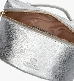 zilverkleurig fred de la bretoniere handtas lori handbag shiny grain leather