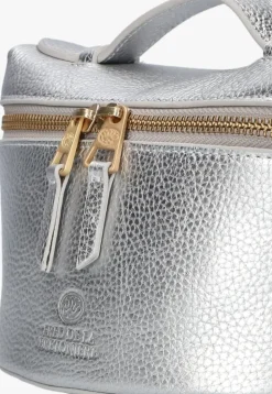 zilverkleurig fred de la bretoniere handtas lori handbag shiny grain leather