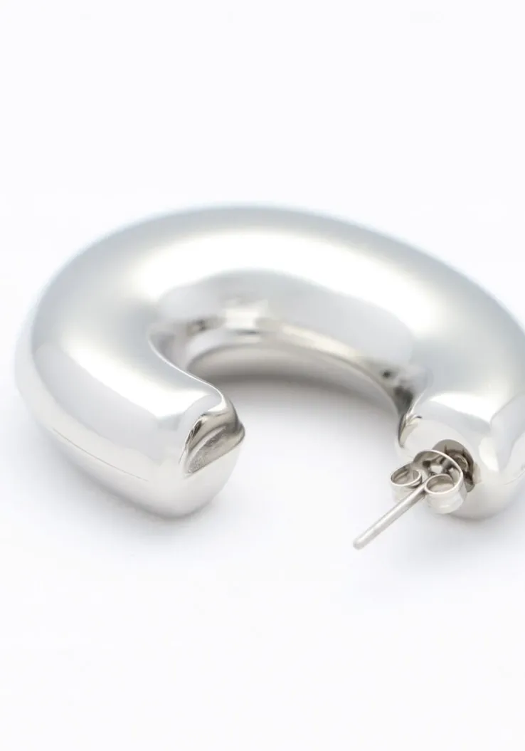 zilverkleurig notre-v oorbellen earring big