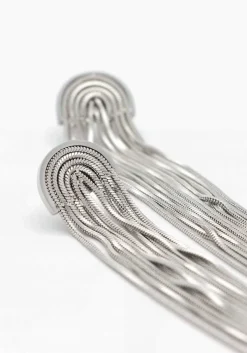zilverkleurig notre-v oorbellen earring long