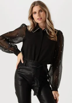 zwarte aaiko blouses pillar strass pearl pes 505