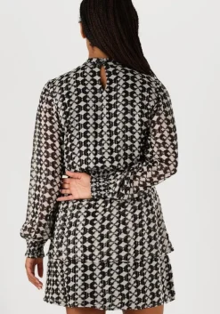 zwarte aaiko mini jurk gabry ikat dot vis 515