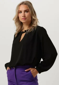 zwarte access blouses blouse with front v opening