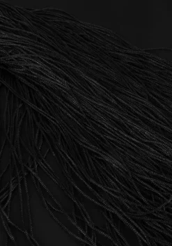 zwarte access blouses shirt with fringed sleeves