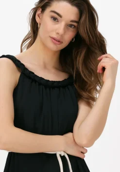 zwarte access maxi jurk woman's dress