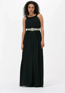 zwarte access maxi jurk woman's dress