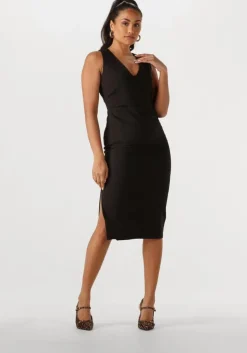 zwarte access midi jurk 53-3017-243