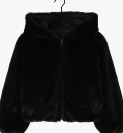 zwarte alix mini faux fur jas reversible jacket