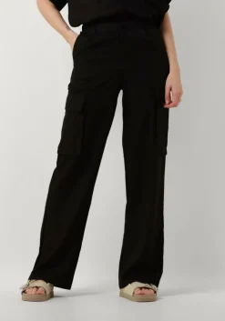 zwarte alix the label cargobroeken ladies woven linnen cargo pants