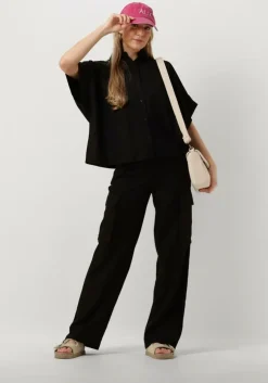 zwarte alix the label cargobroeken ladies woven linnen cargo pants