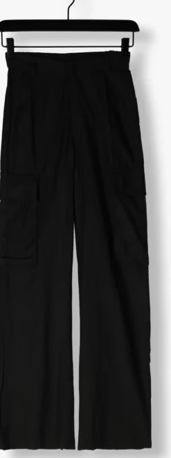 zwarte alix the label cargobroeken ladies woven linnen cargo pants