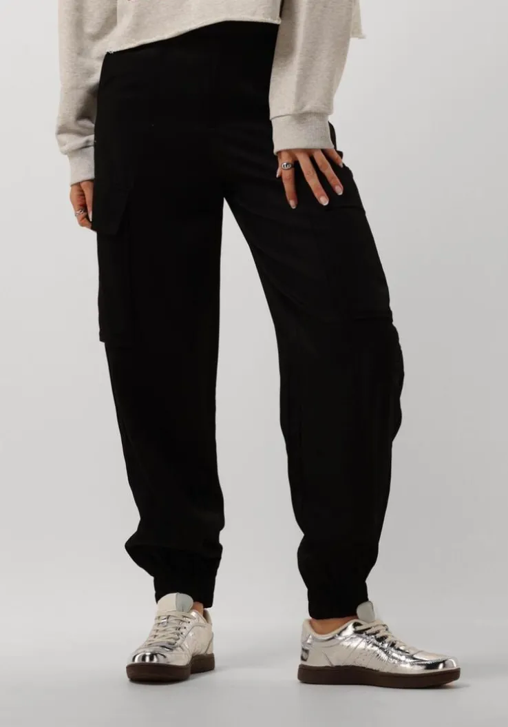 zwarte alix the label cargobroeken ladies woven twill cargo shorts