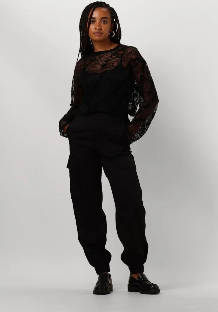 zwarte alix the label cargobroeken ladies woven twill cargo shorts