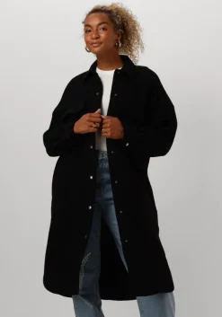 zwarte alix the label mantel ladies woven long felted wool jacket