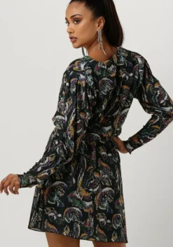 zwarte alix the label mini jurk ladies knitted paisley lurex dress