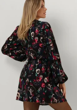 zwarte alix the label mini jurk paisley flower dress
