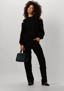 zwarte alix the label pantalon ladies woven straight leg pants