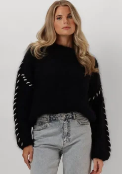 zwarte american dreams trui catio mohair stitch pullover