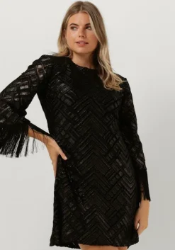 zwarte ana alcazar mini jurk 60s dress fringes