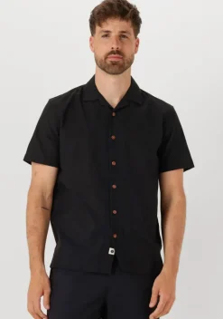 zwarte anerkjendt overhemden akleo sss cot/linen shirt