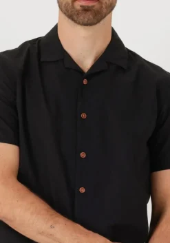 zwarte anerkjendt overhemden akleo sss cot/linen shirt
