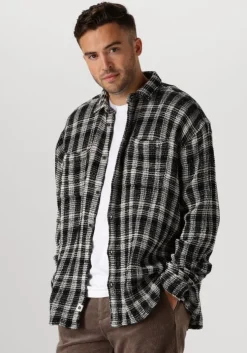 zwarte anerkjendt overshirt aklouis structure check shirt