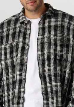 zwarte anerkjendt overshirt aklouis structure check shirt