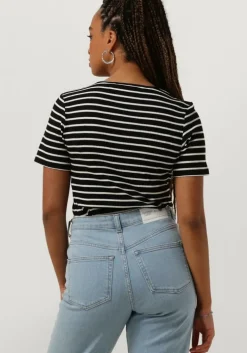 zwarte another label t-shirt elyne stripe t-shirt s/s