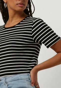 zwarte another label t-shirt elyne stripe t-shirt s/s