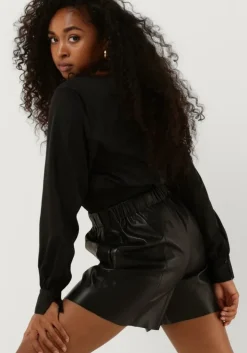 zwarte another label t-shirt linnea shiny top l/s