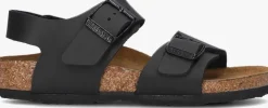 zwarte birkenstock platte sandalen new york kids