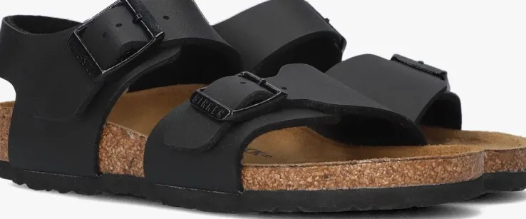 zwarte birkenstock platte sandalen new york kids