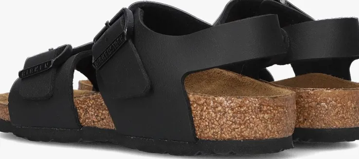 zwarte birkenstock platte sandalen new york kids