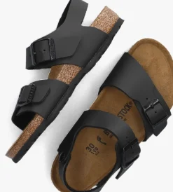 zwarte birkenstock platte sandalen new york kids