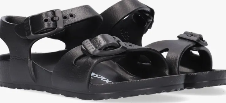 zwarte birkenstock platte sandalen rio kids eva