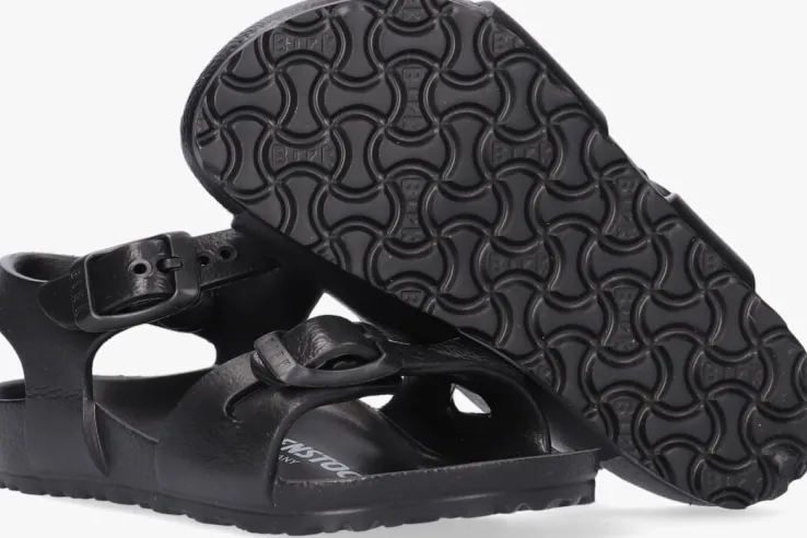 zwarte birkenstock platte sandalen rio kids eva