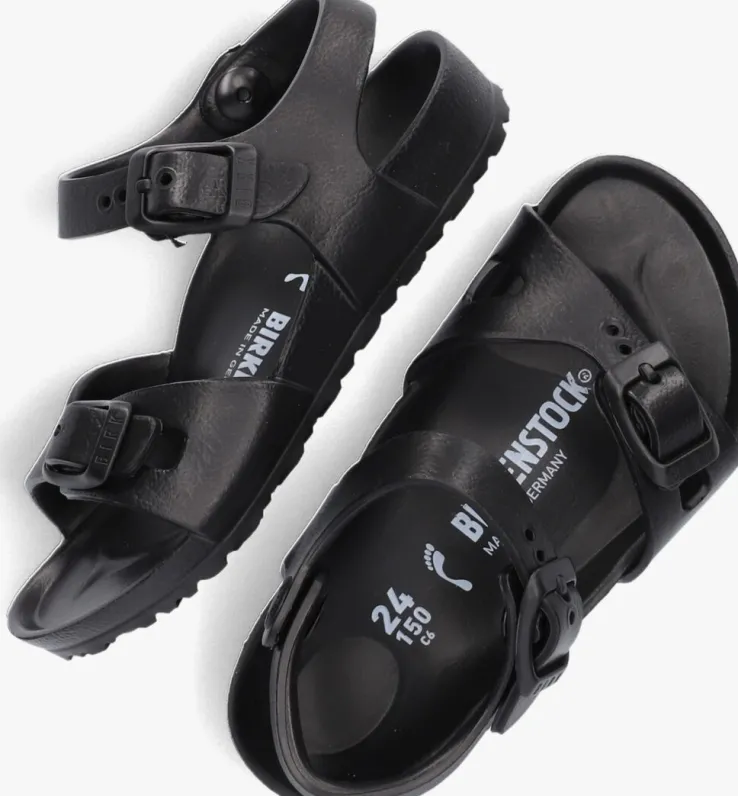 zwarte birkenstock platte sandalen rio kids eva